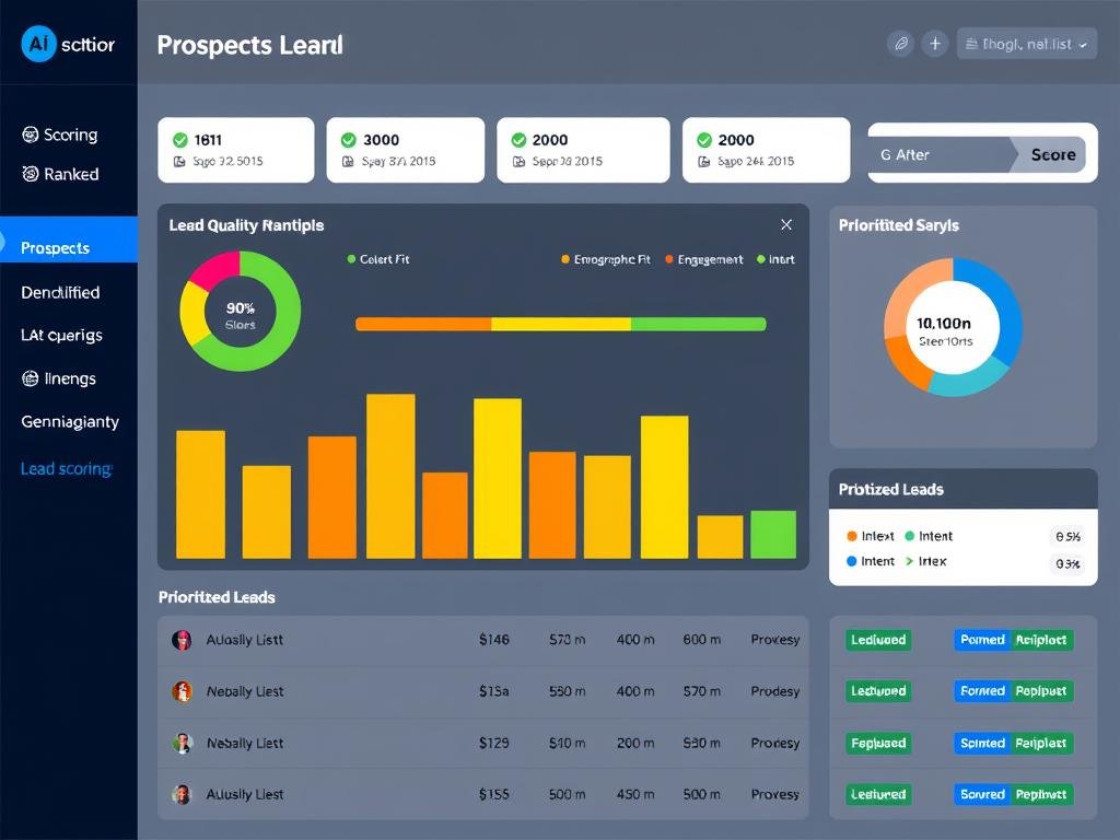 AI lead scoring dashboard showing qualified leads ranked by potential value