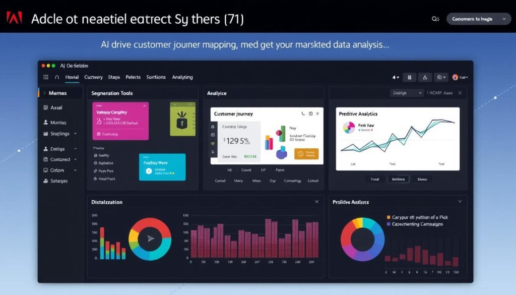 Adobe Experience Platform dashboard showing AI-driven customer data analysis and personalization features for marketing campaigns