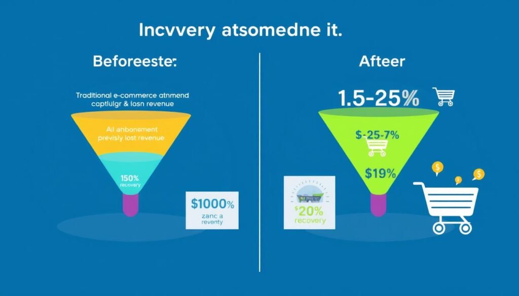 Before and after comparison of revenue with AI abandoned cart recovery implementation