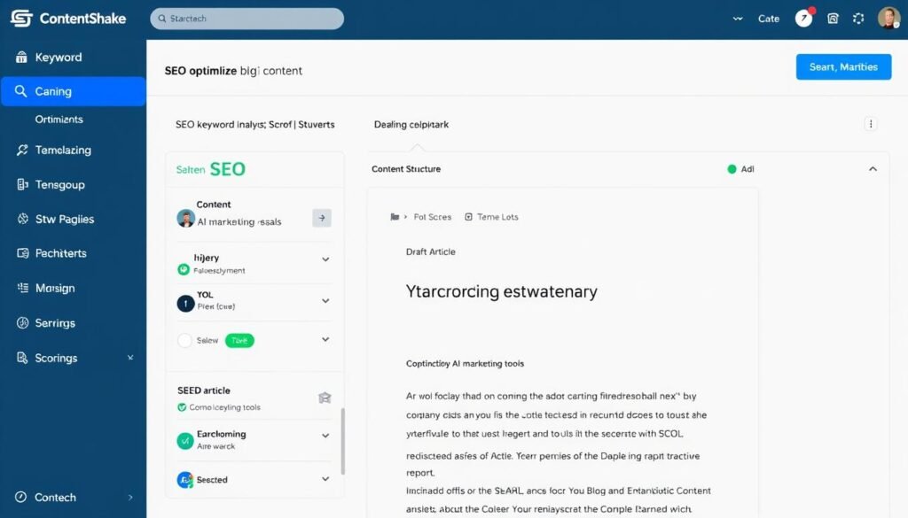 ContentShake AI interface showing SEO-optimized blog content creation for Best AI Marketing Tools in 2025