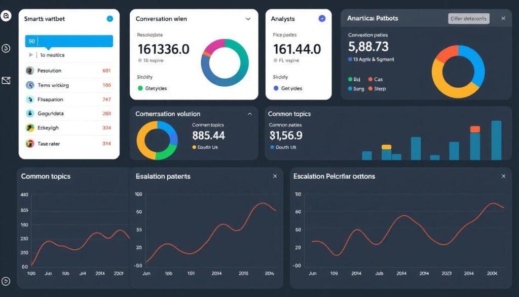 Dashboard showing chatbot performance metrics and analytics
