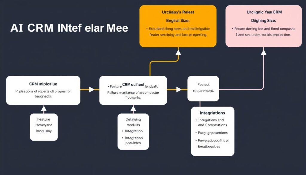 Decision-making process for selecting AI CRM software with flowchart