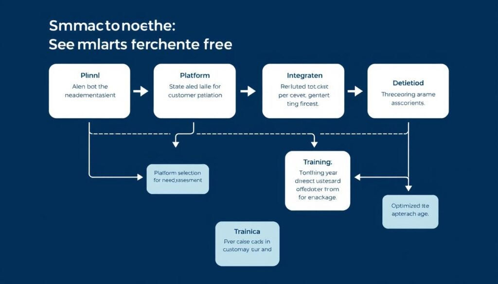 Flowchart showing smart chatbot implementation steps from planning to deployment