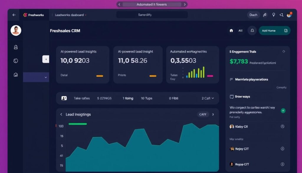Freshsales CRM with Freddy AI showing lead scoring and engagement tracking