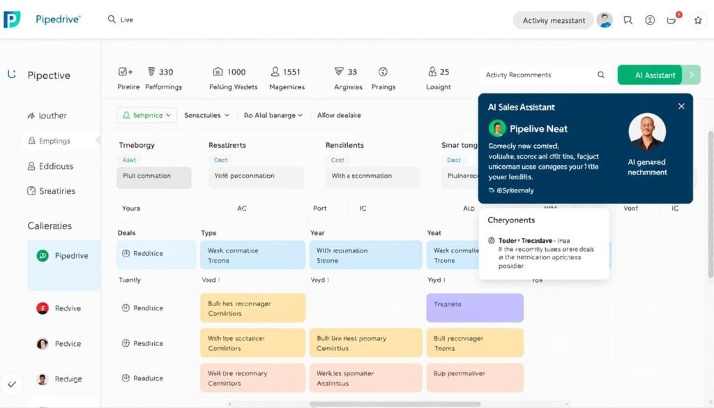 Pipedrive CRM with AI Sales Assistant showing pipeline management