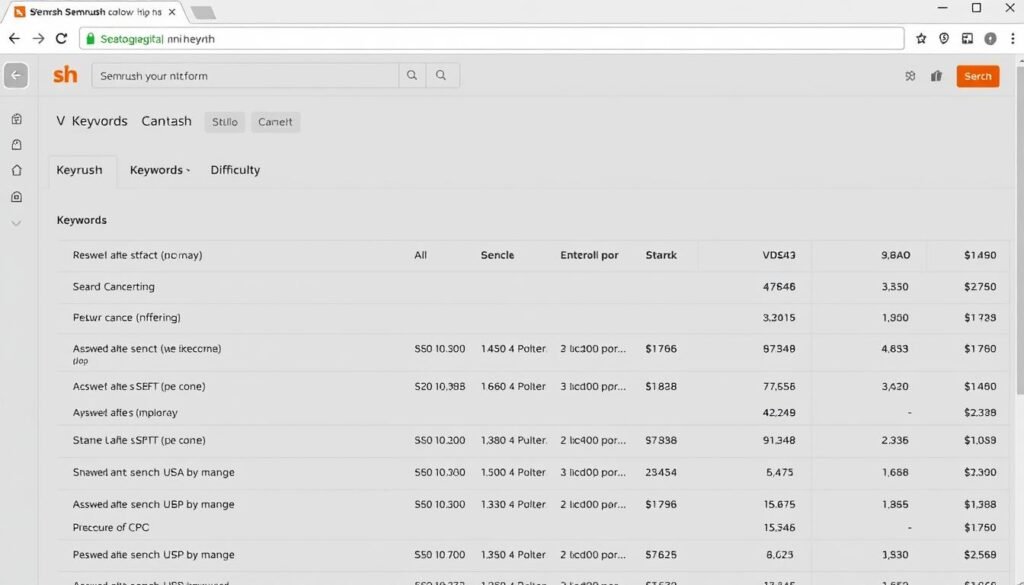 Semrush free plan interface showing keyword research results