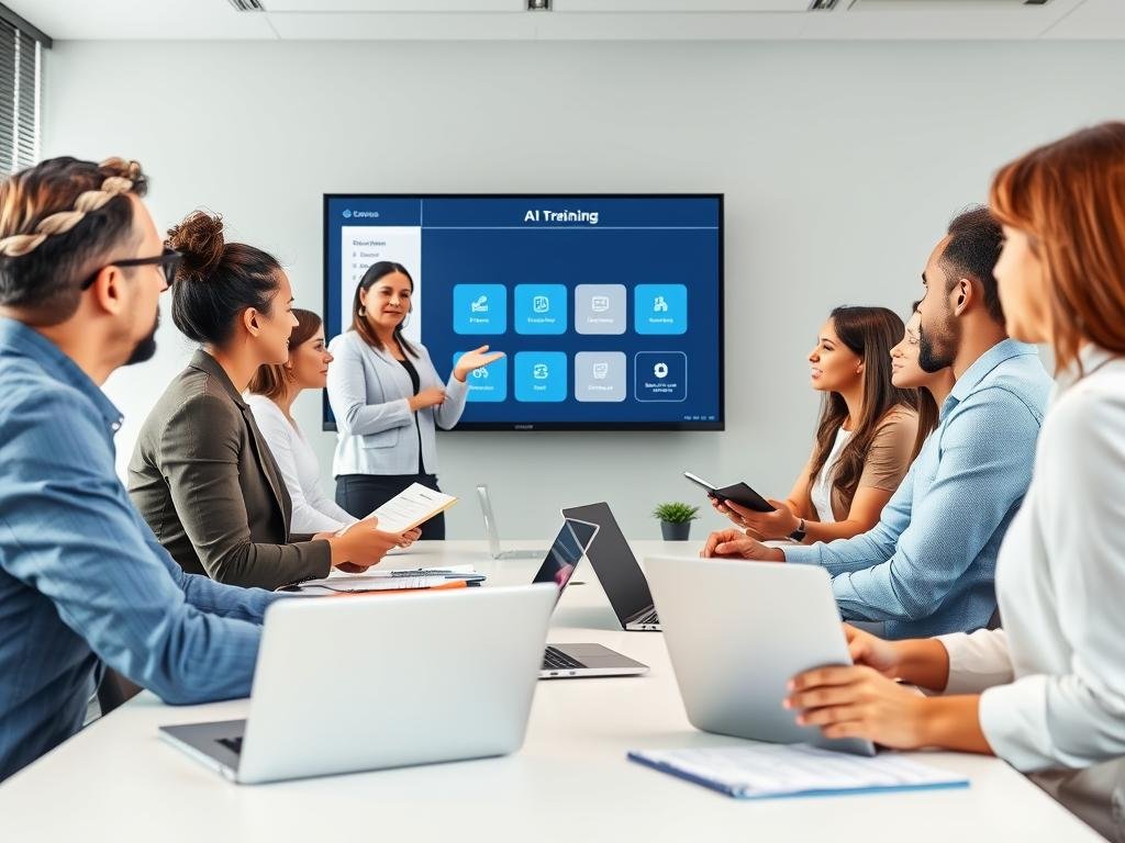 Team training session for AI CRM implementation