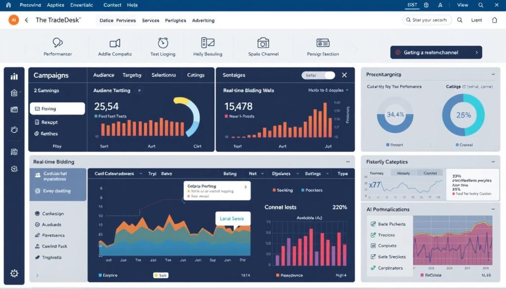 The Trade Desk platform showing AI-driven programmatic advertising campaign management and optimization