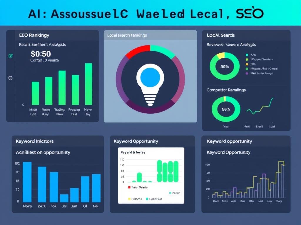 AI analyzing local SEO data with visual representations of insights