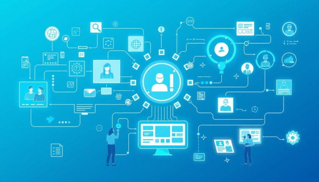 AI-powered personalization engine analyzing user behavior to deliver targeted content and reduce artificial intelligence customer acquisition cost