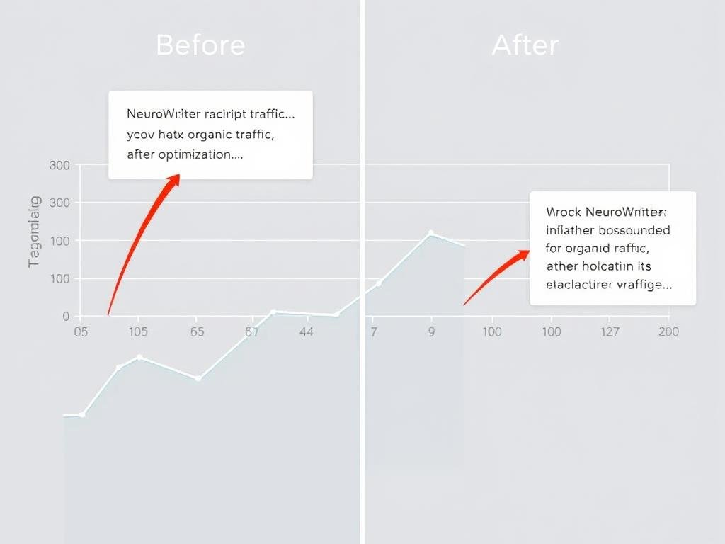 Before and after graph showing traffic improvement after using NeuronWriter