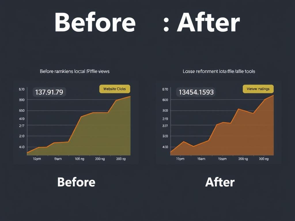 Before and after graphs showing local SEO improvement using AI tools
