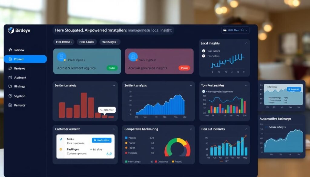 Birdeye platform showing AI-powered review management and local insights