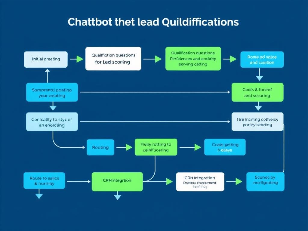 Diagram showing chatbot qualification flow and integration with sales process to reduce artificial intelligence customer acquisition cost