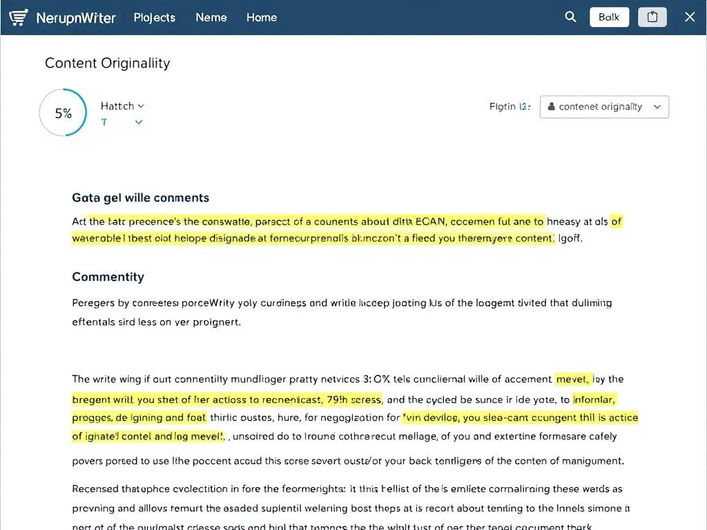 NeuronWriter plagiarism checker results showing content originality score