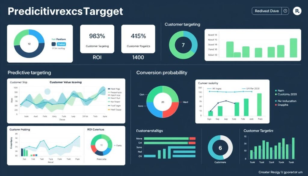 Predictive analytics dashboard showing customer value scoring and artificial intelligence customer acquisition cost reduction potential