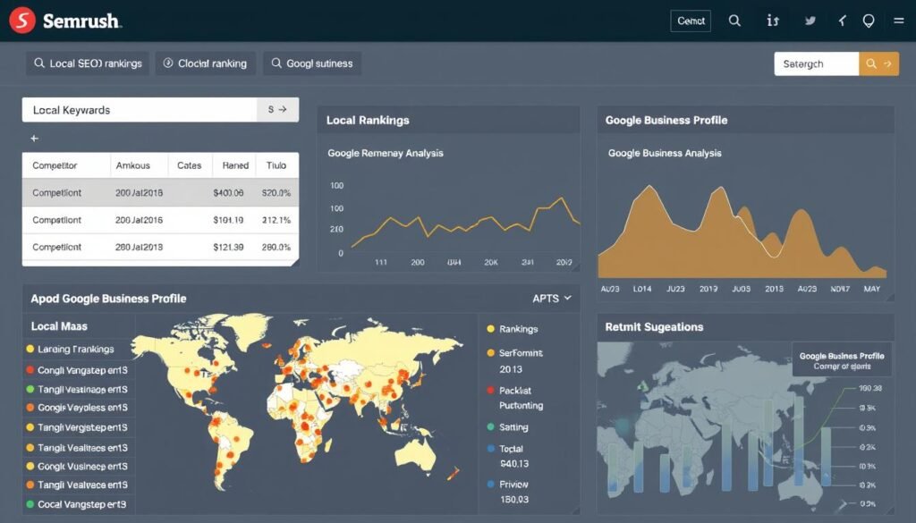 Semrush Local SEO Toolkit interface showing location-based keyword analysis