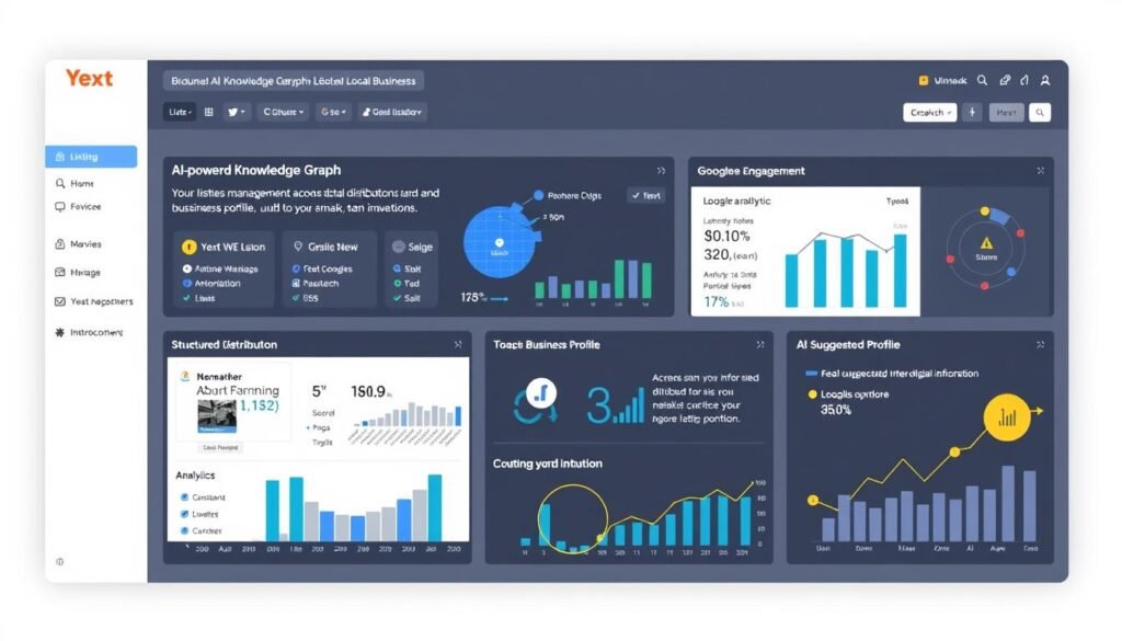 Yext interface showing AI-powered knowledge graph for local businesses