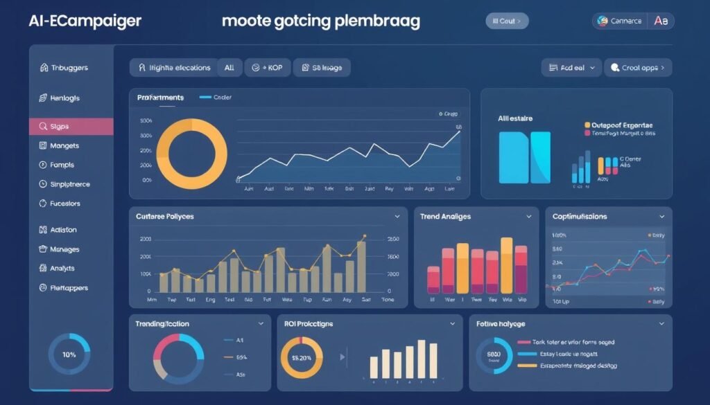 AI campaign optimization dashboard showing real-time budget allocation and performance metrics