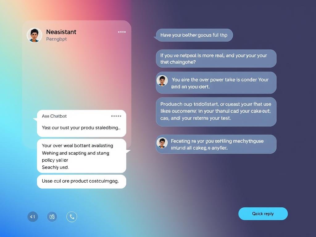 AI chatbot interface showing conversation flow with a customer seeking product information and support