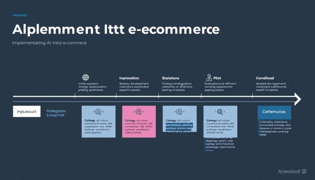 AI implementation roadmap for e-commerce showing the step-by-step process from assessment to full deployment