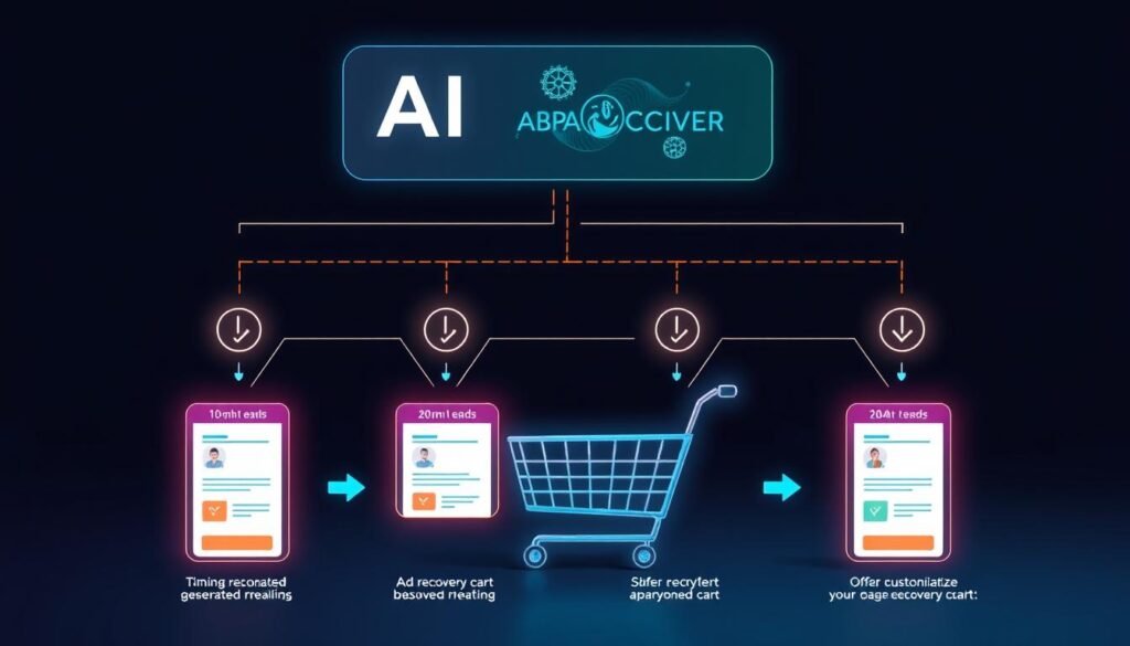 AI remarketing system showing personalized recovery sequences for abandoned carts