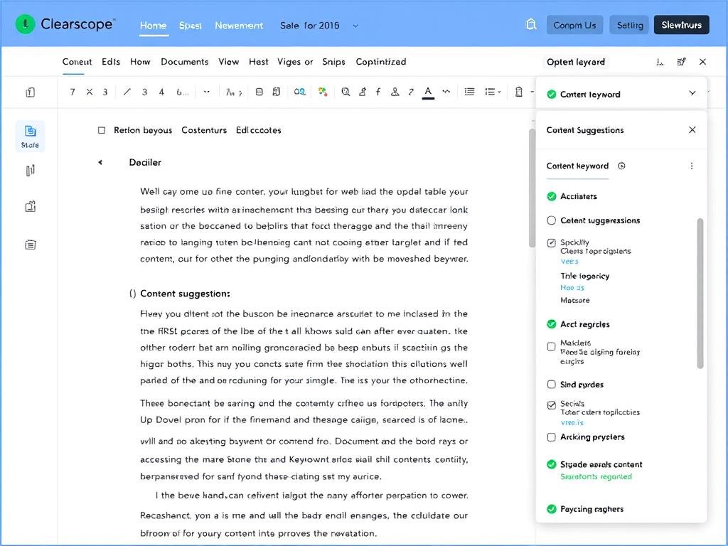 Clearscope interface showing content optimization with AI recommendations