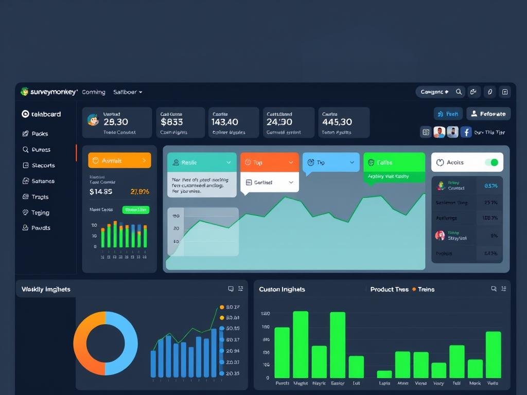 Dashboard showing SurveyMonkey and other customer insight tools analyzing data