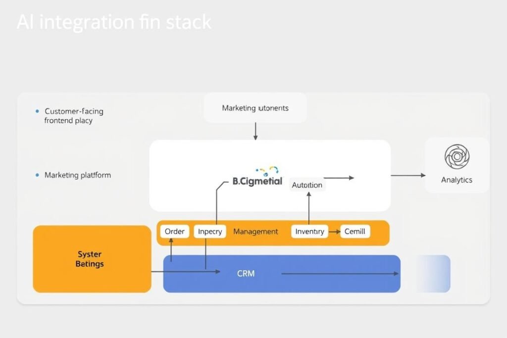 Diagram showing AI integration points within a typical e-commerce technology stack