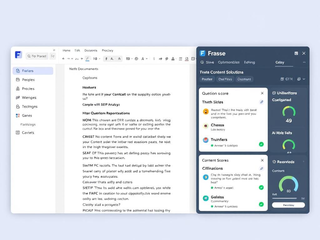 Frase.io interface showing AI content optimization and research features