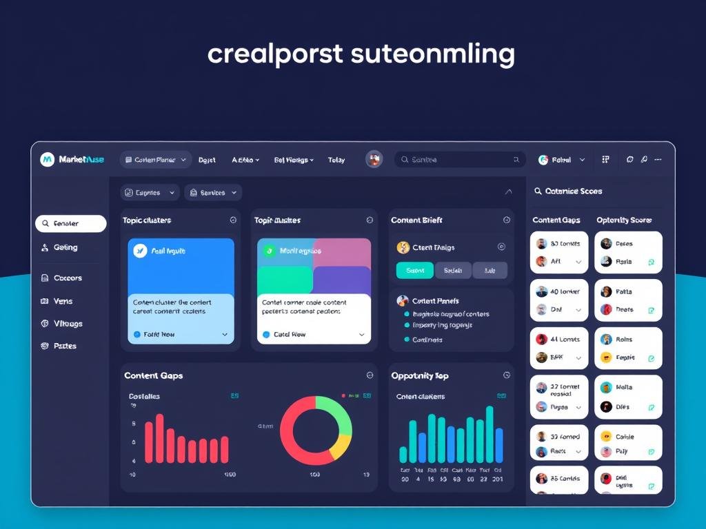 MarketMuse interface showing AI content planning and optimization features