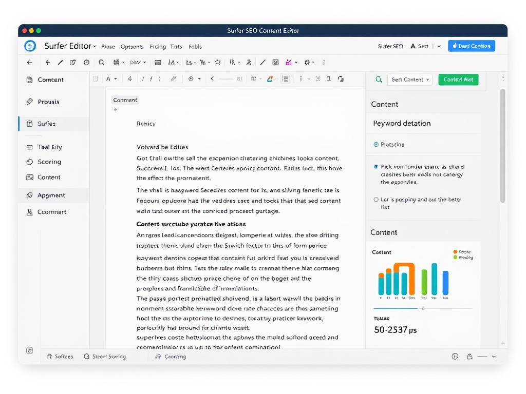 Surfer SEO interface showing AI-powered content editor and optimization recommendations