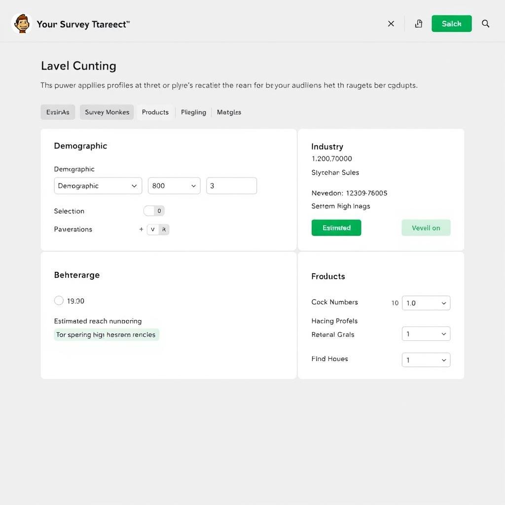 SurveyMonkey Audience targeting interface showing demographic and industry filters SurveyMonkey Audience targeting interface showing demographic and industry filters