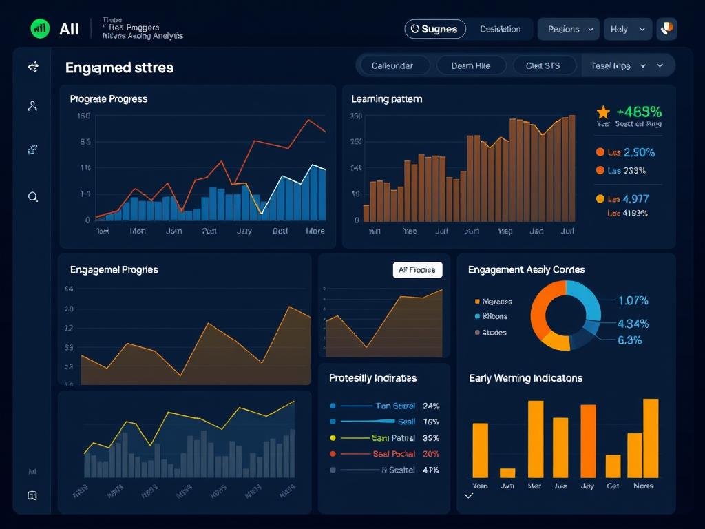 AI predictive analytics dashboard showing new hire engagement patterns and success indicators