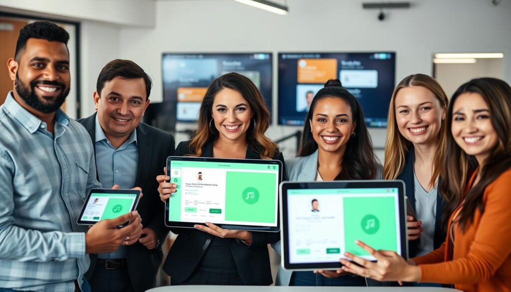 Business team successfully implementing CallHippo for their communication needs