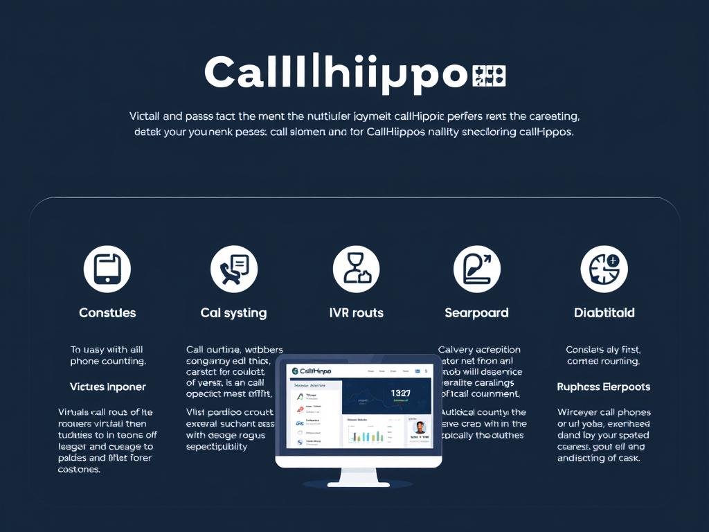 CallHippo features diagram showing virtual numbers, IVR, and analytics