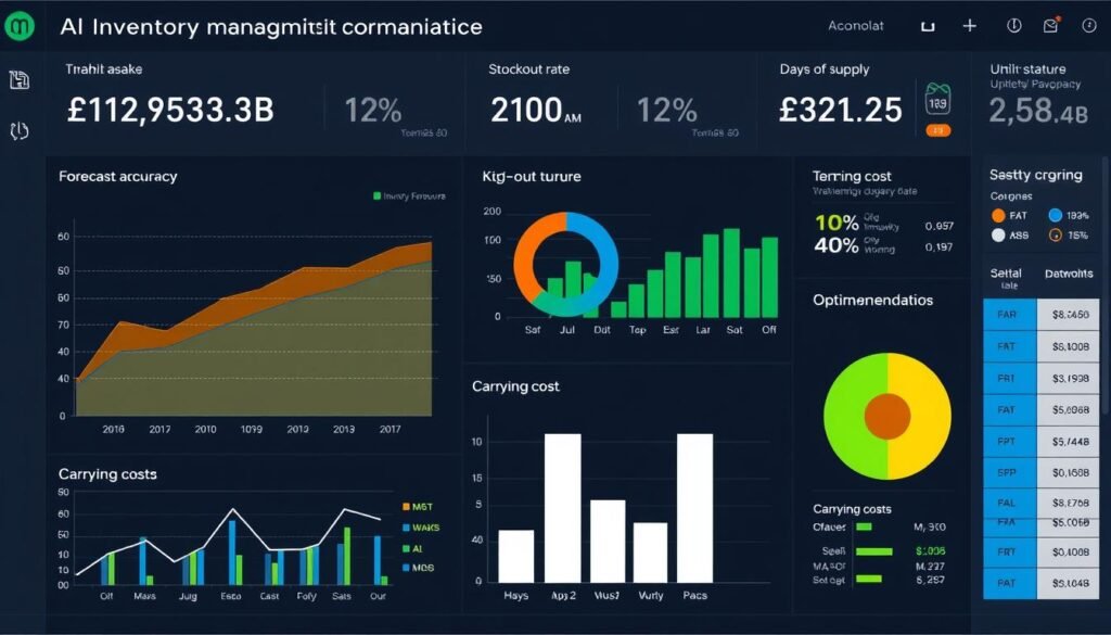Dashboard showing AI inventory performance metrics and optimization opportunities