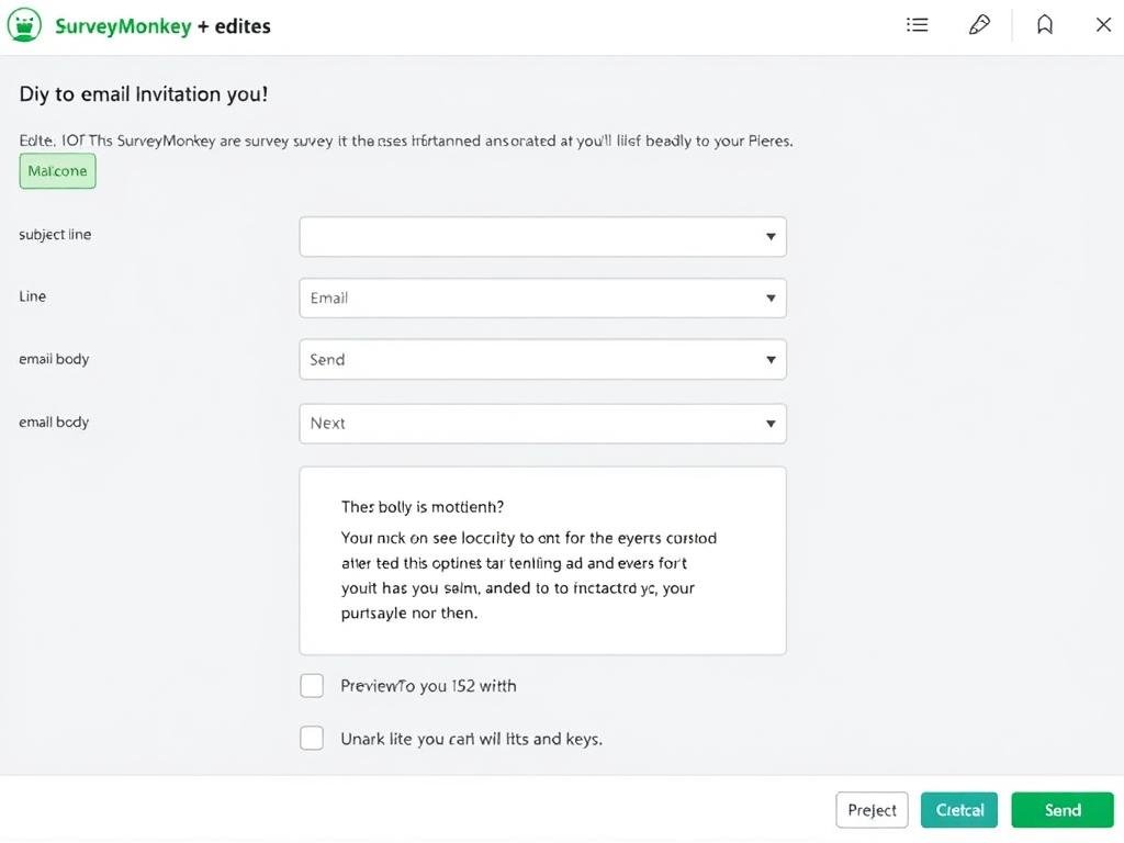Example of SurveyMonkey email invitation editor