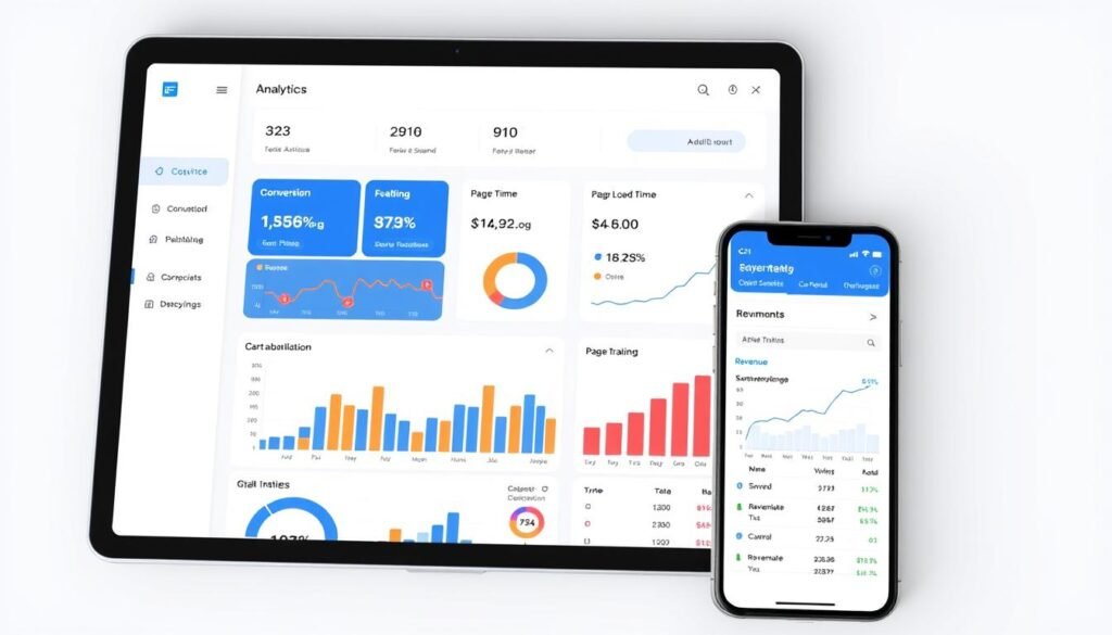 Mobile analytics dashboard showing key metrics for improved mobile shopping experience