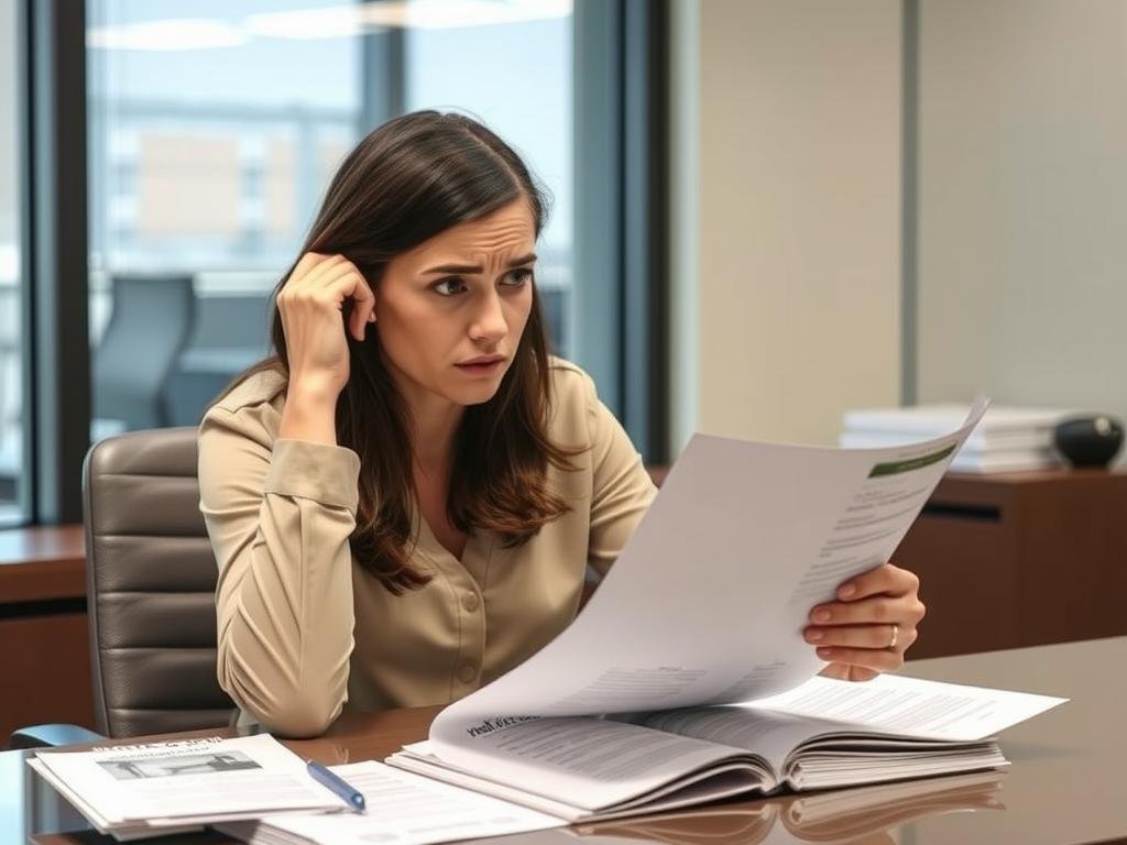 New employee looking confused while reviewing generic onboarding materials