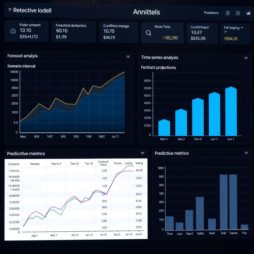 Predictive analytics dashboard showing forecast models and future trends