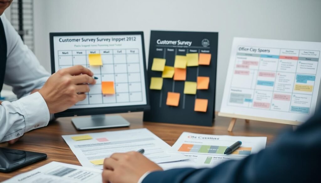 Professional planning a customer survey creation strategy