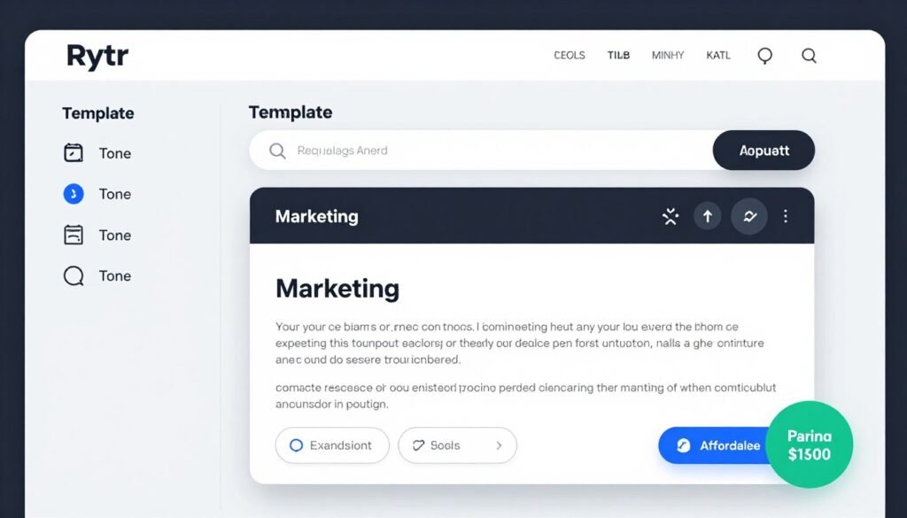Rytr interface showing affordable AI writing features