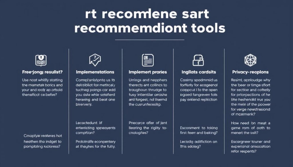 Smart recommendation tools FAQ visualization with common questions and answers