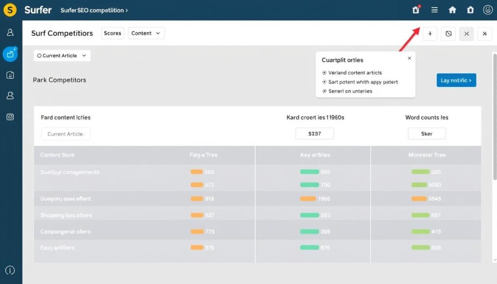 Surfer SEO Content Editor showing content score and competitor analysis for affiliate article