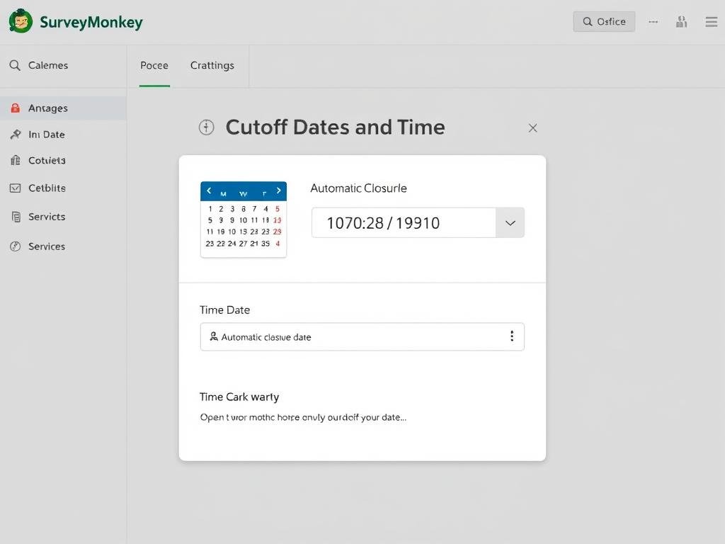 SurveyMonkey interface showing the Cutoff Date and Time setting with calendar selector