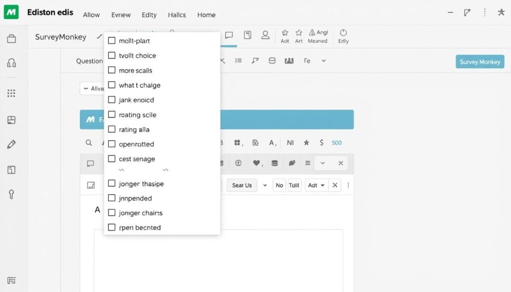 SurveyMonkey question editor showing different question type options