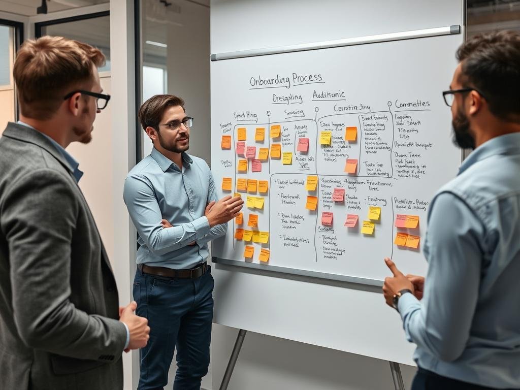 Team conducting an onboarding process audit to identify AI implementation opportunities