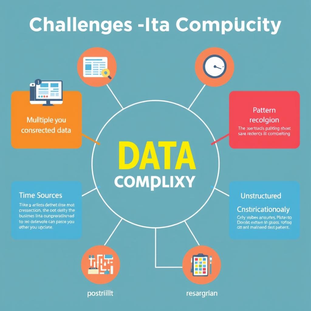 Visual representation of data complexity challenges showing multiple disconnected data sources